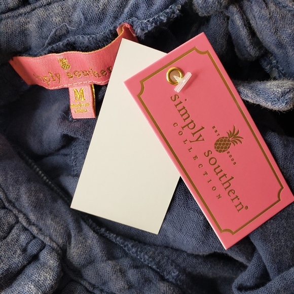 Simply Southern Ctn Gauze Trapeze Tiered Ruffle Collar Tie Back Neck Distressed - Picture 10 of 16